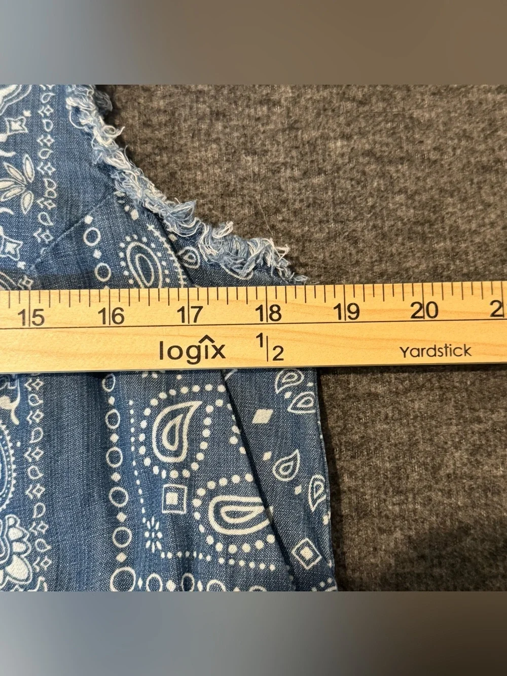 For The Republic Denim Blue Bandana Paisley Print Button Back Boho Tank Top - Picture 10 of 12
